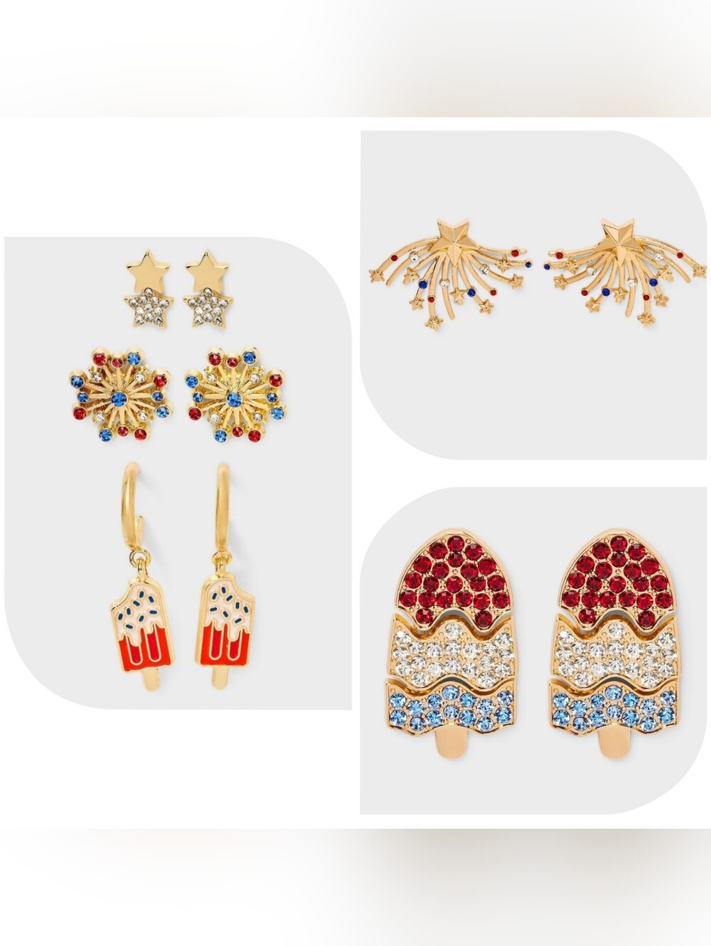 Nwt Americana Patriotic Popsicle Firework Earrings Bundle
